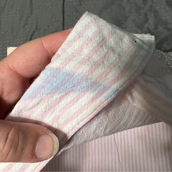 LT Casuals by Liz Thomas white pink striped button down shirt stains medium - Picture 11 of 11